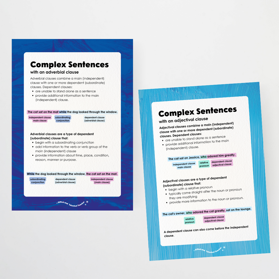 Sentence Structure Posters: Simple, Compound and Complex - Insect Life Classroom Decor - Teacher Resources & Classroom Decor