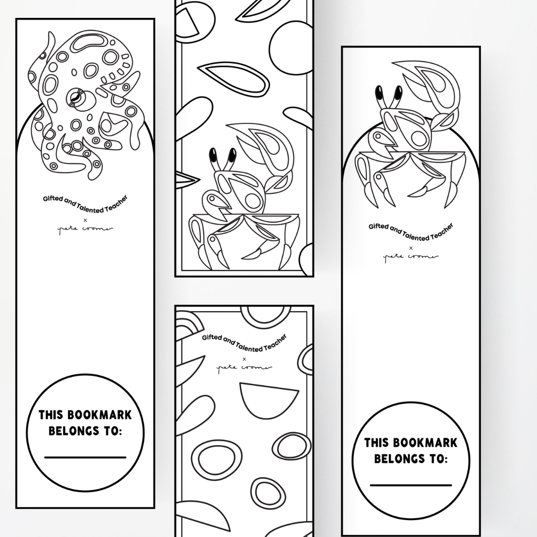 Pete Cromer: Line Art Bookmarks - Sea Life Collection
