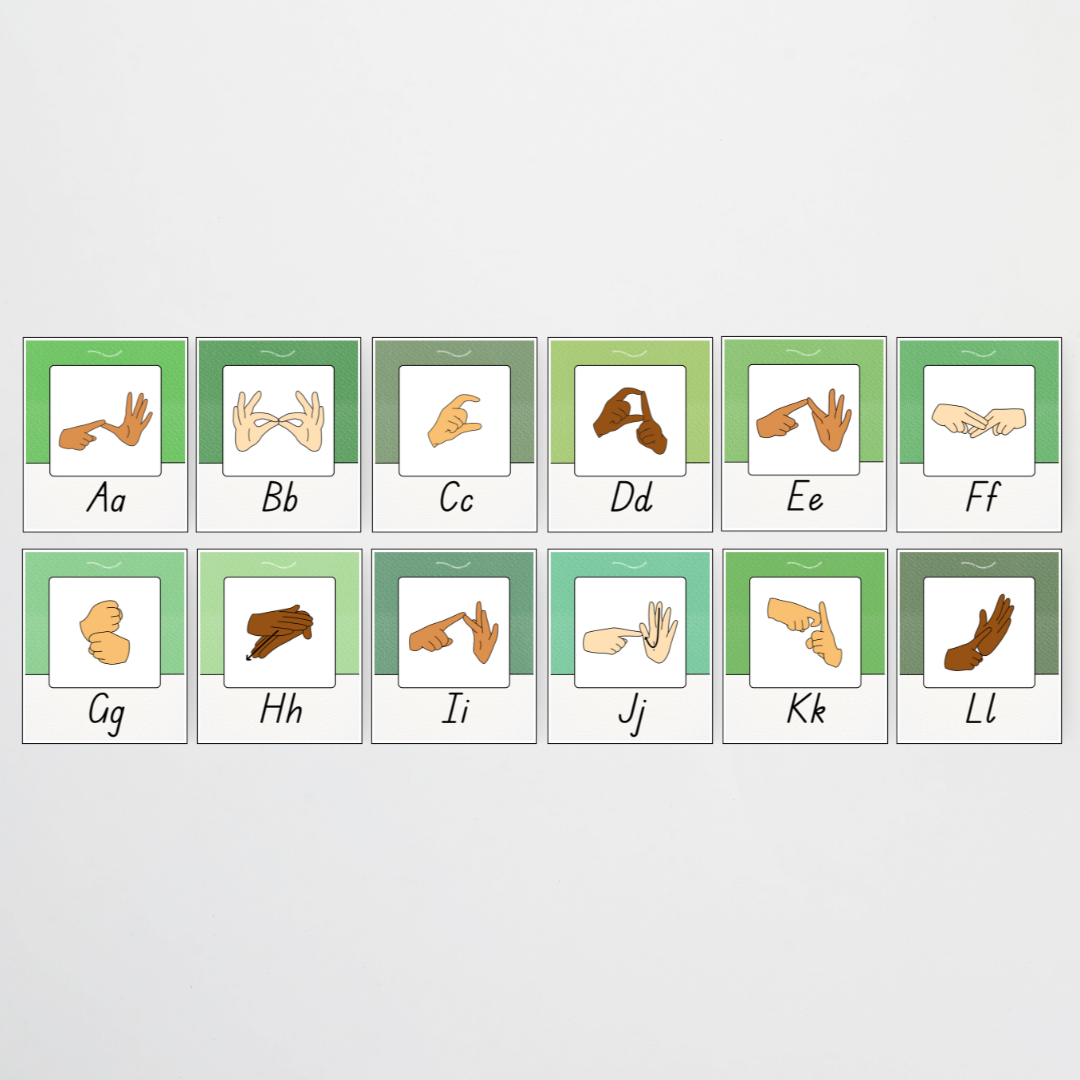 Auslan Alphabet Posters - Leafy Greens Classroom Decor