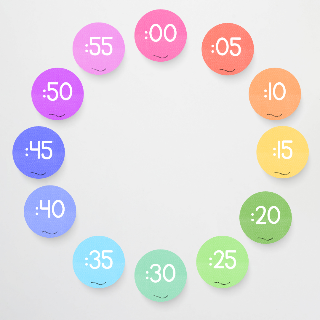 Clock Numbers and Clock Labels for Telling Time - Rainbow Classroom Decor
