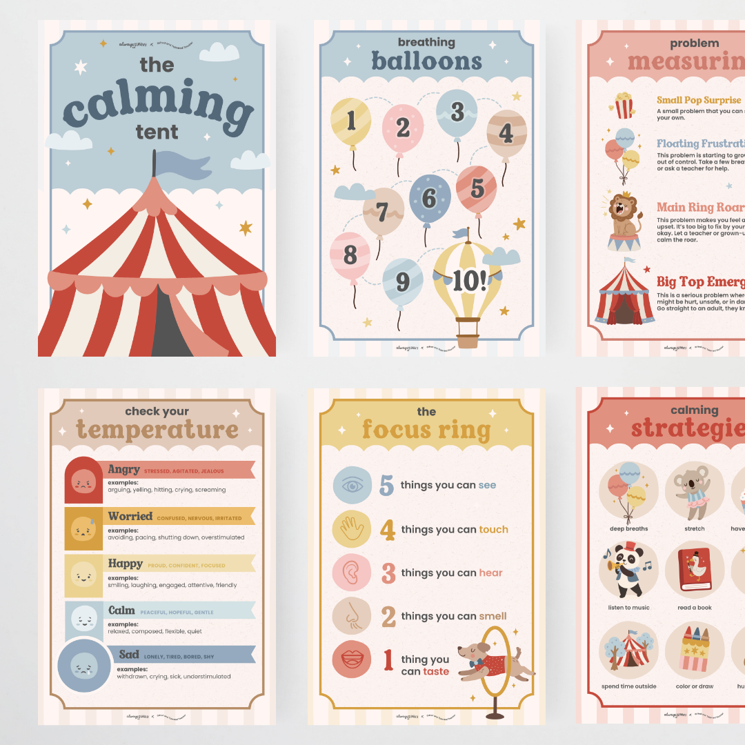 Calm Corner Poster Set - Little Circus Classroom Decor