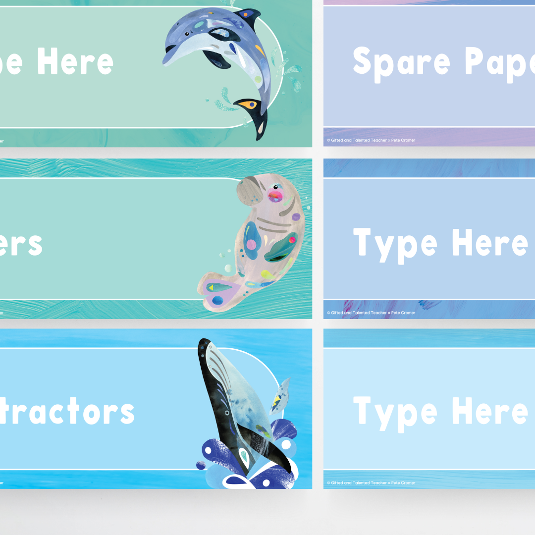 Pete Cromer: Rectangle Labels - Sea Life Collection
