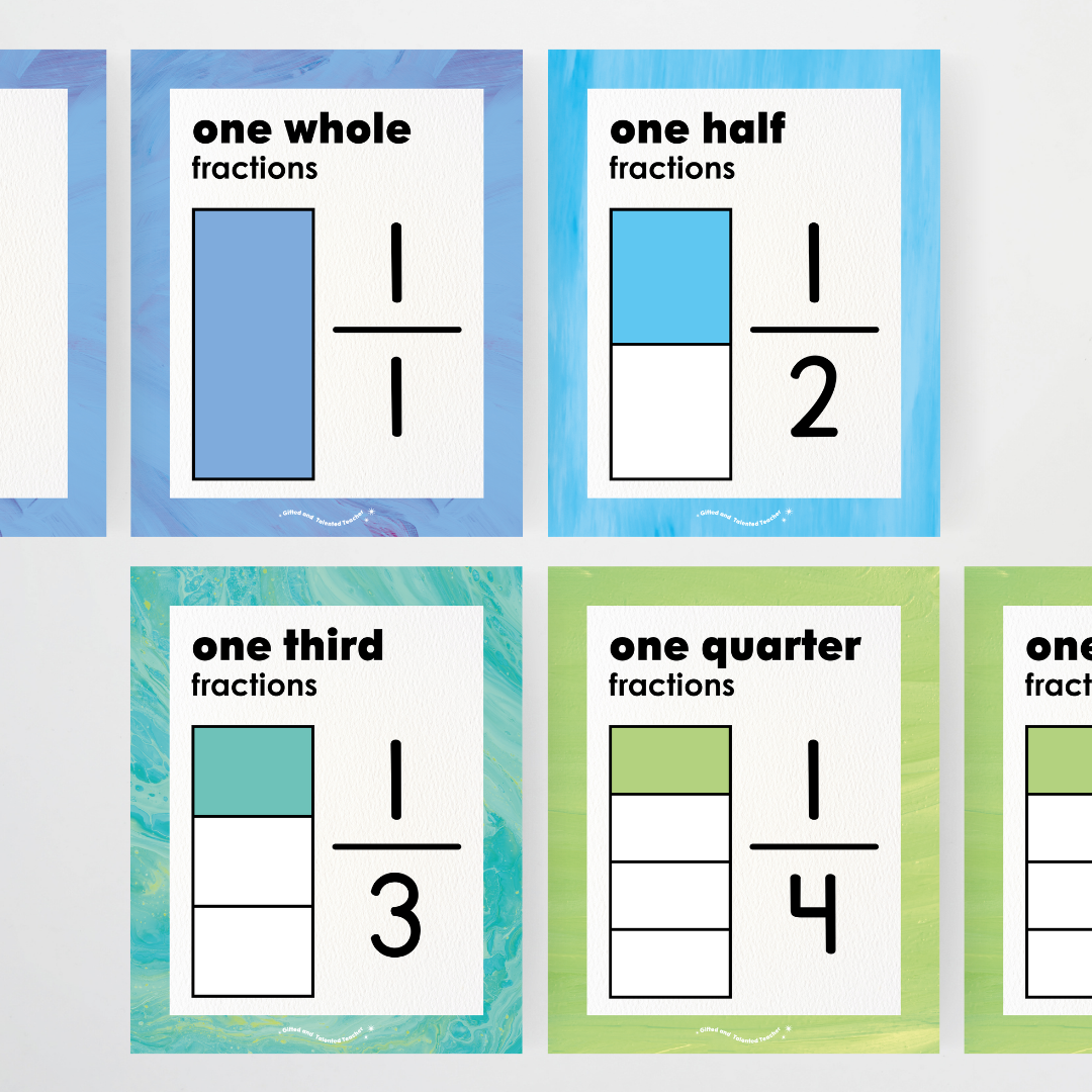 Fractions Posters Wall Display Resource - Sea Life Classroom Decor
