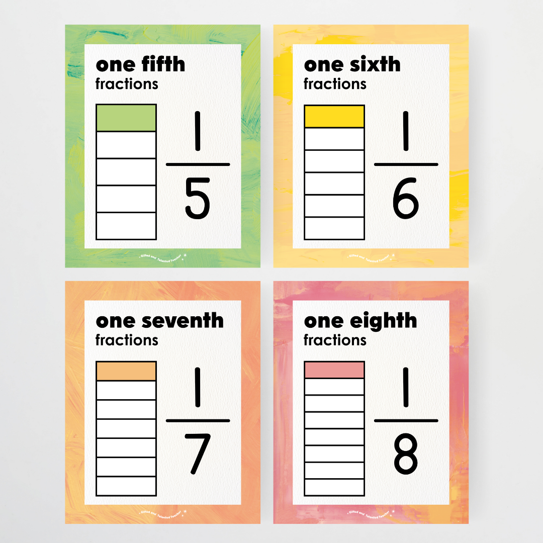 Fractions Posters Wall Display Resource - Sea Life Classroom Decor