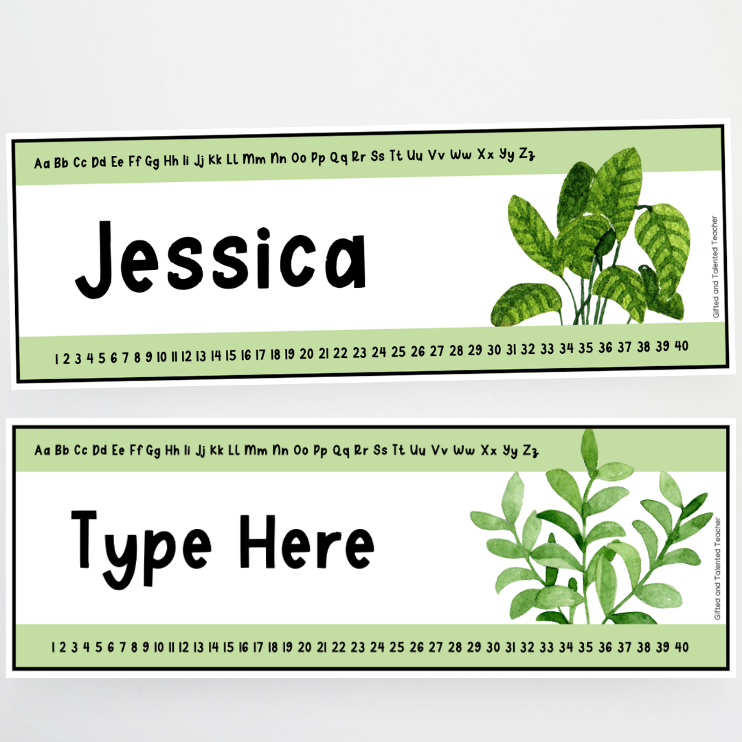 desk-plates-boho-botanical-classroom-decor for Boho Free Printable Leaf Name Tags Desk Plates - Boho Botanical Classroom Decor for Boho Free Printable Leaf Name Tags