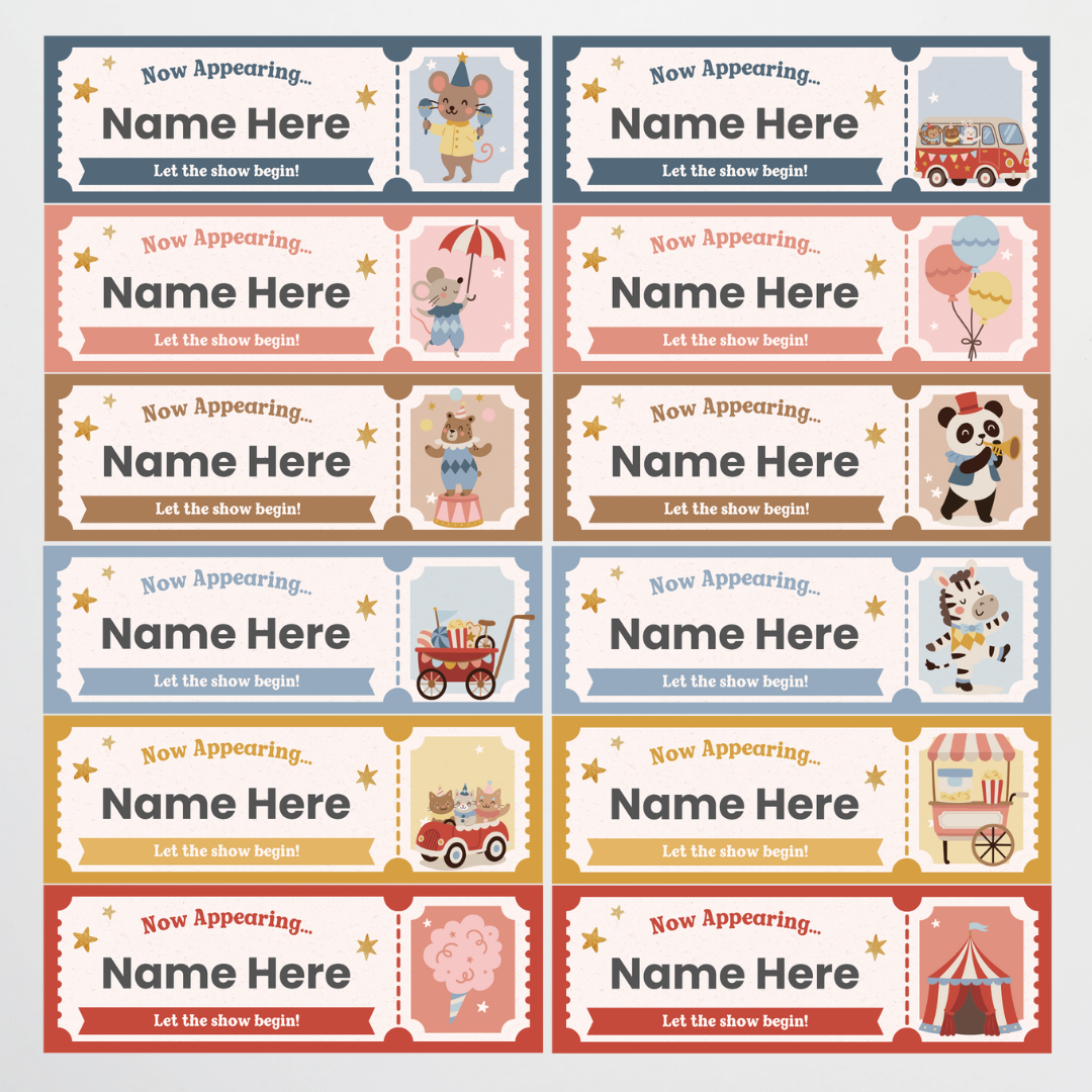 Tote Tray Tub Labels - Little Circus Classroom Decor