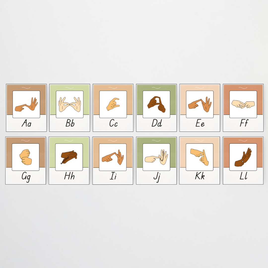 Auslan Alphabet Posters - Woodland Classroom Decor