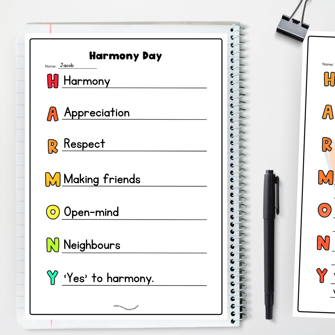 Harmony Day and Harmony Week: Acrostic Poem (Templates and Slides)