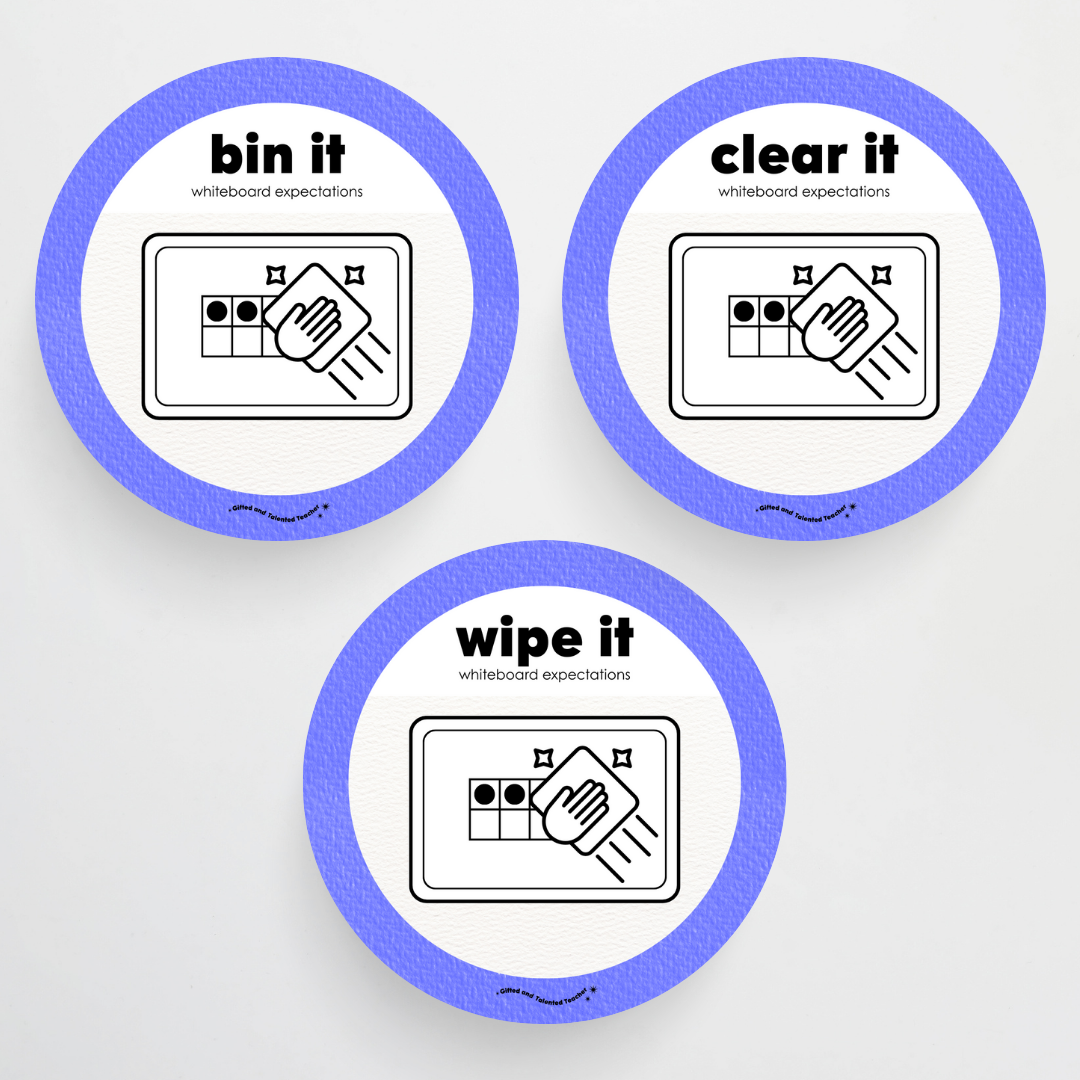 Mini Whiteboard Expectations, Prompts and Cues: Circle Icons - Rainbow Classroom Decor