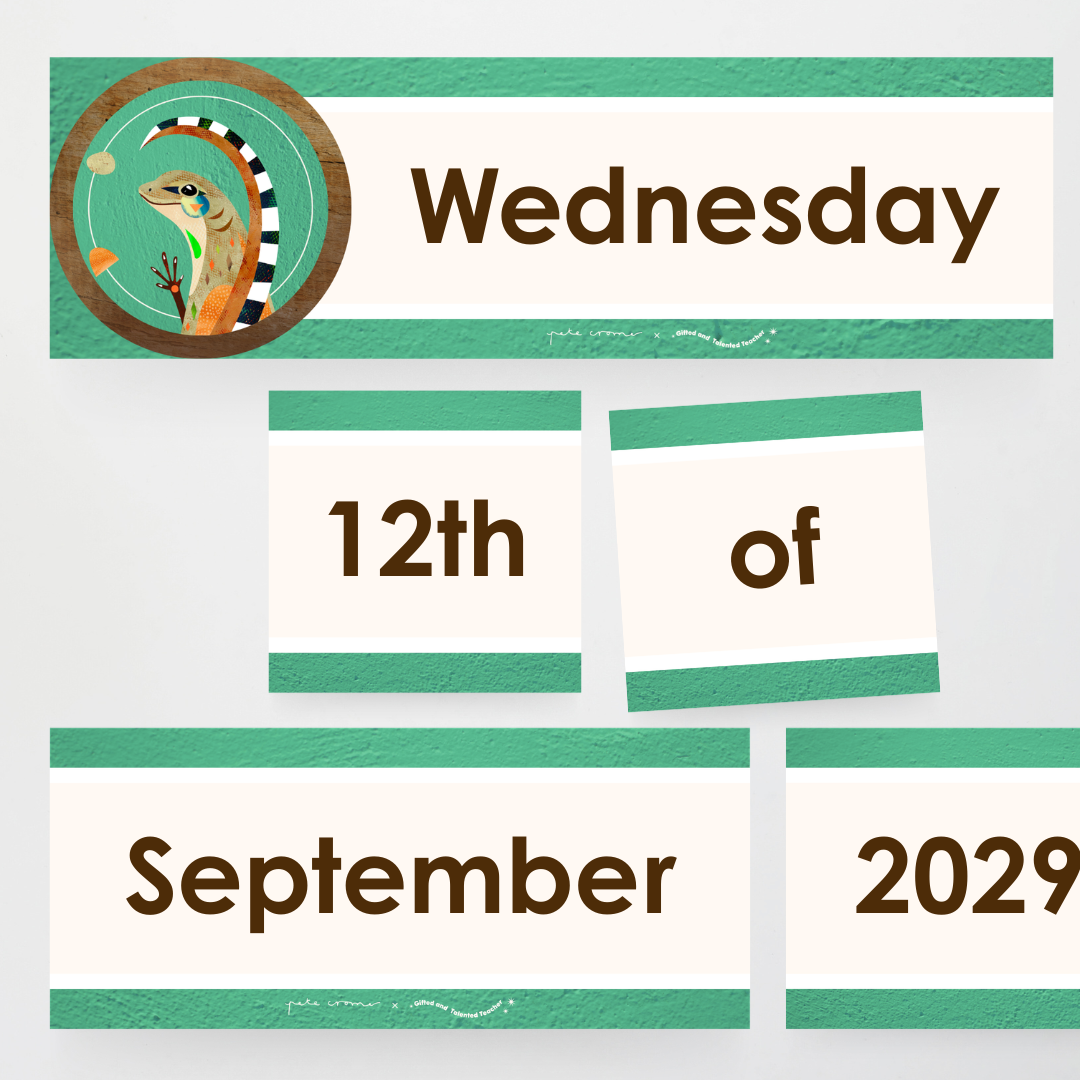 Flip Calendar: Zebra-Tailed Lizard - North America Classroom Decor - Teacher Resources & Classroom Decor