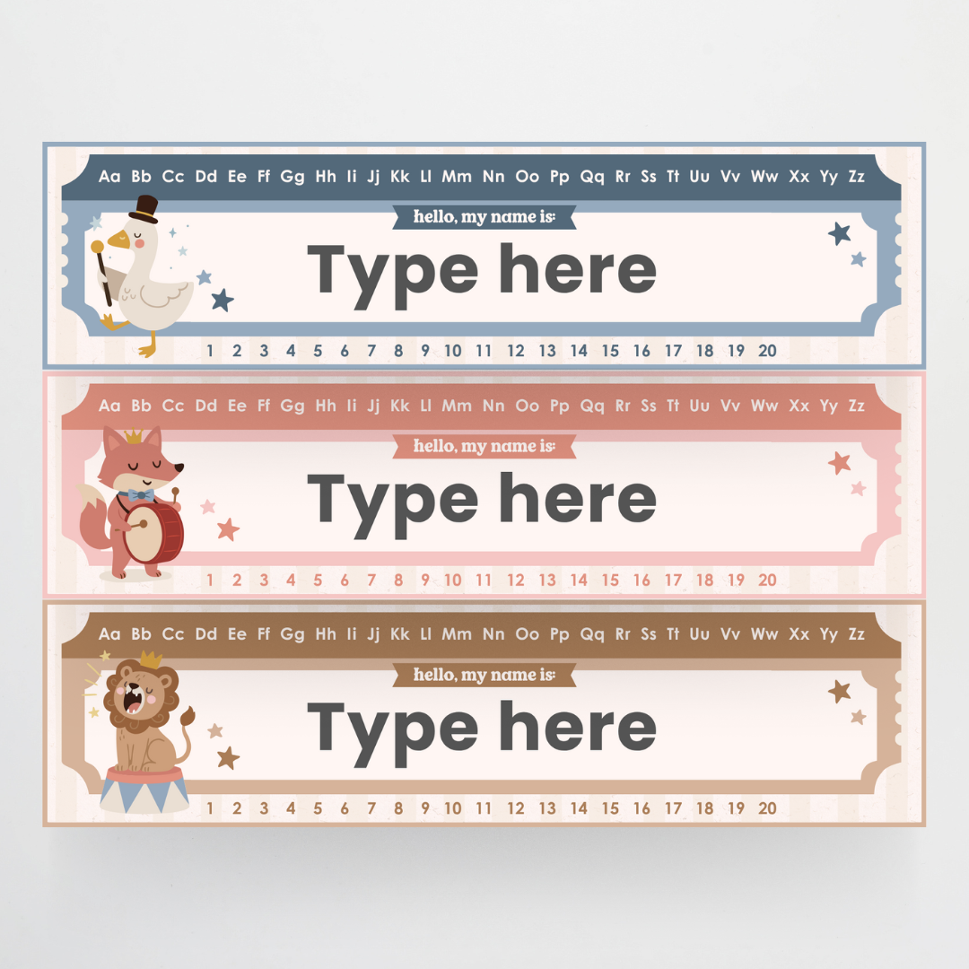 Desk Plates - Little Circus Classroom Decor