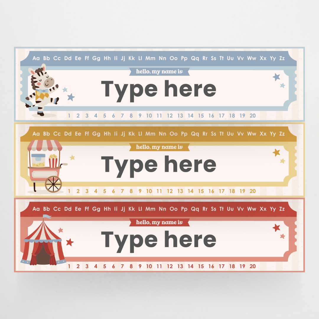 Desk Plates - Little Circus Classroom Decor
