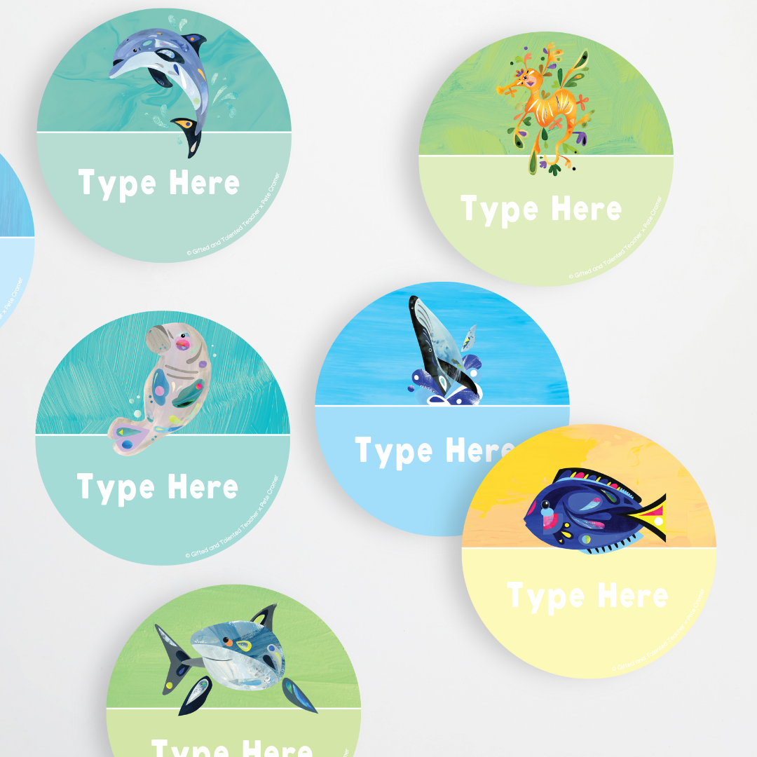 Pete Cromer: Circle Labels - Sea Life Collection