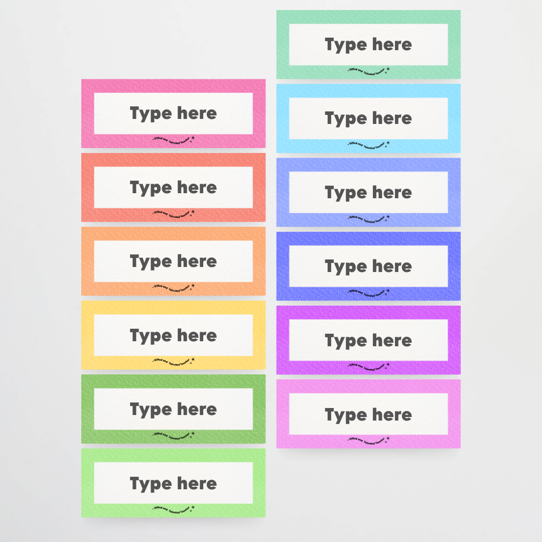Rectangle Labels - Rainbow Classroom Decor
