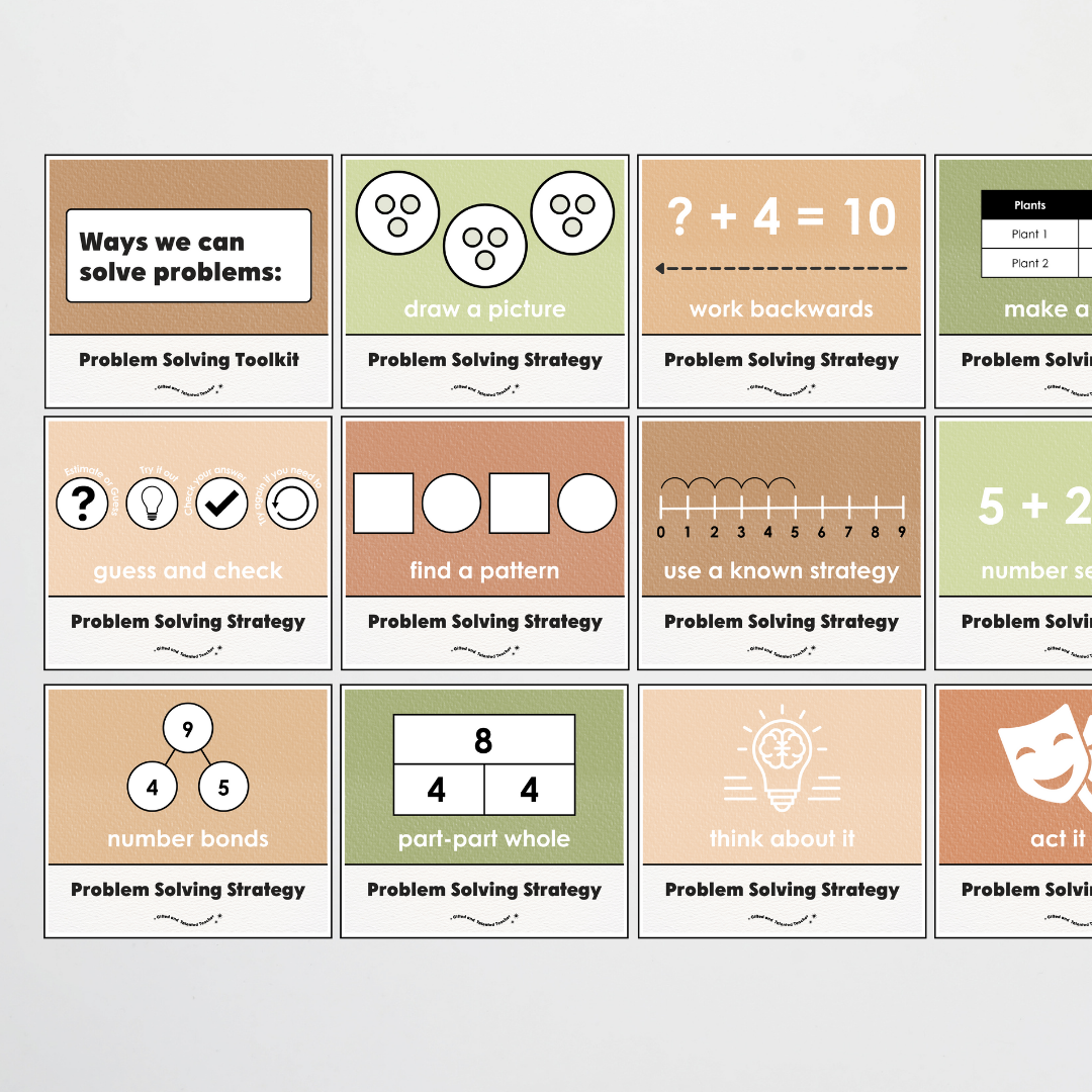 Lower Grades Problem Solving Strategy Toolkit - Woodland Classroom Decor
