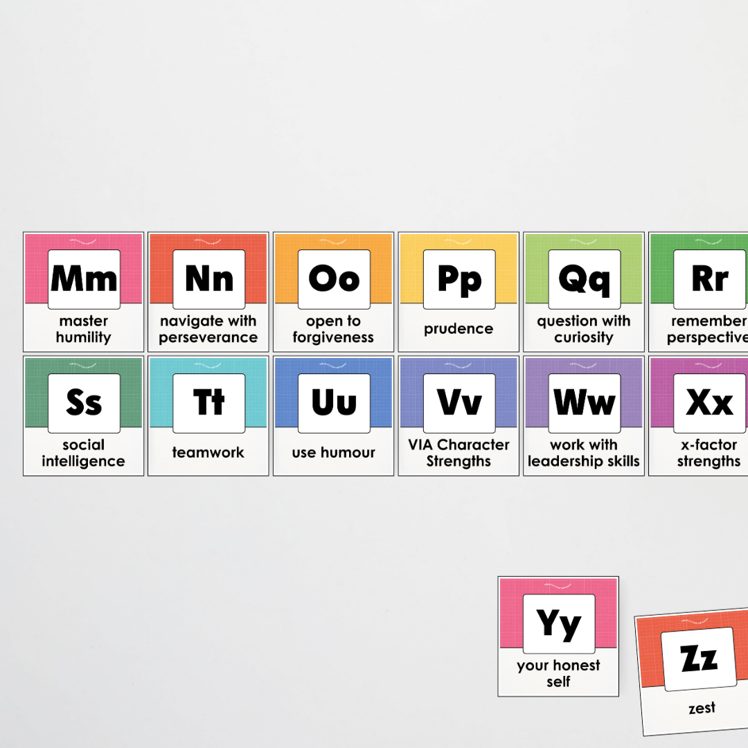 A-Z Character Strengths - Back To School Classroom Decor