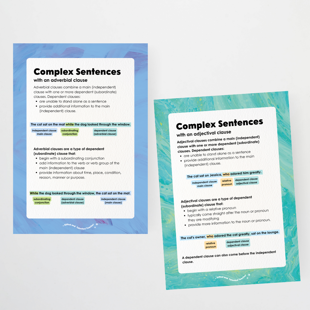 Sentence Structure Posters: Simple, Compound and Complex - Sea Life Classroom Decor - Teacher Resources & Classroom Decor
