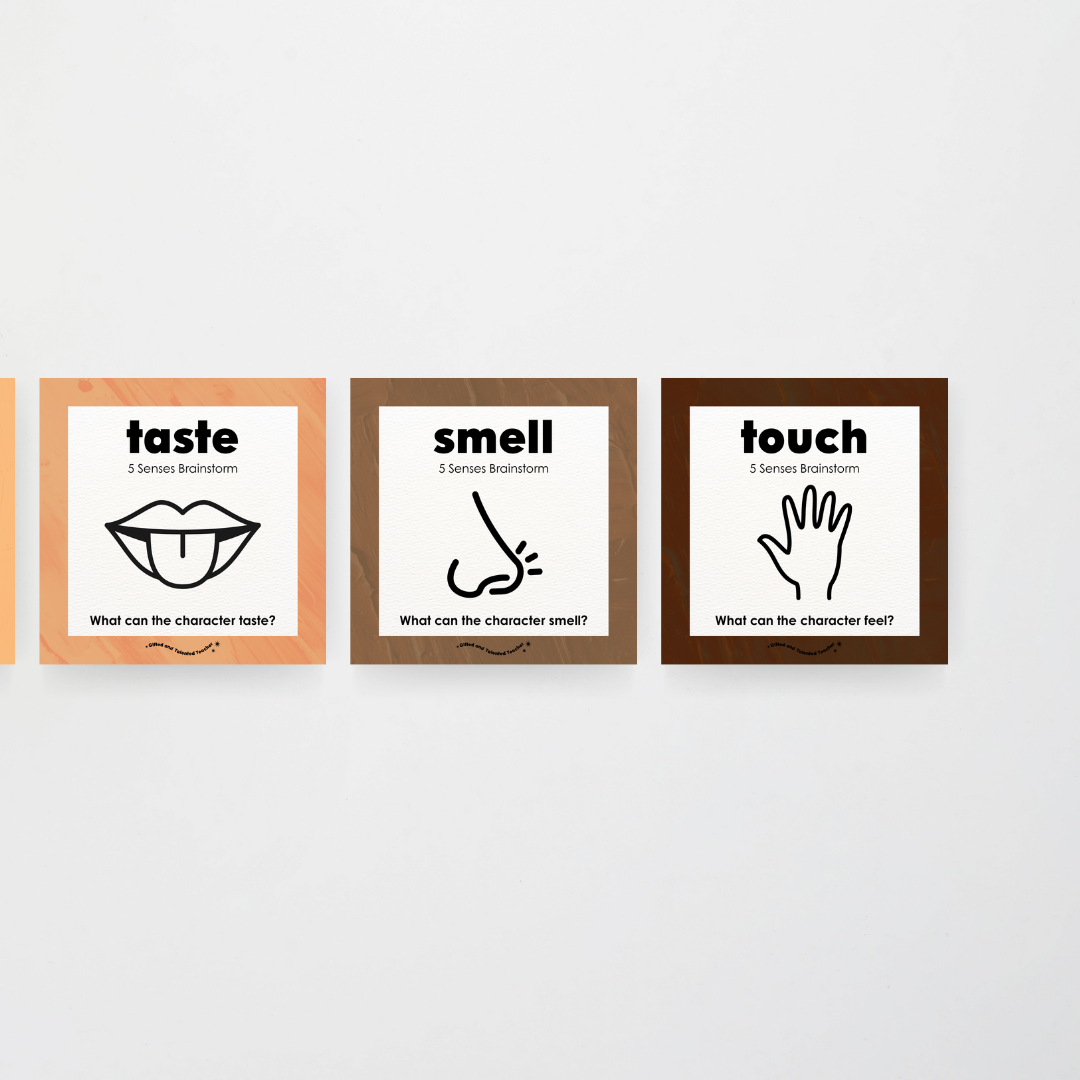 5 Senses Brainstorm: Posters - Neutral Classroom Decor
