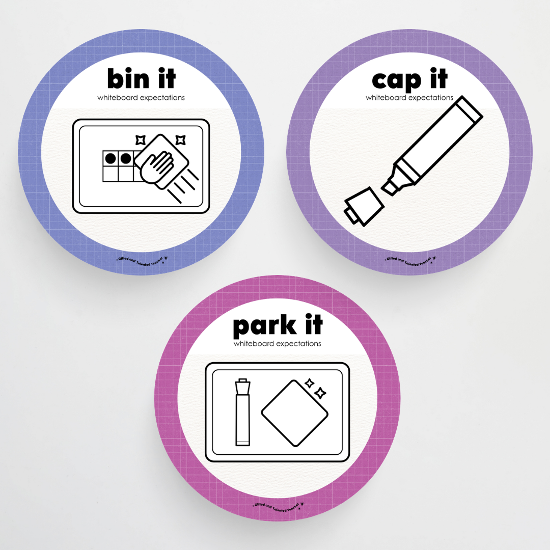Mini Whiteboard Expectations, Prompts and Cues: Circle Icons - Back To School Classroom Decor