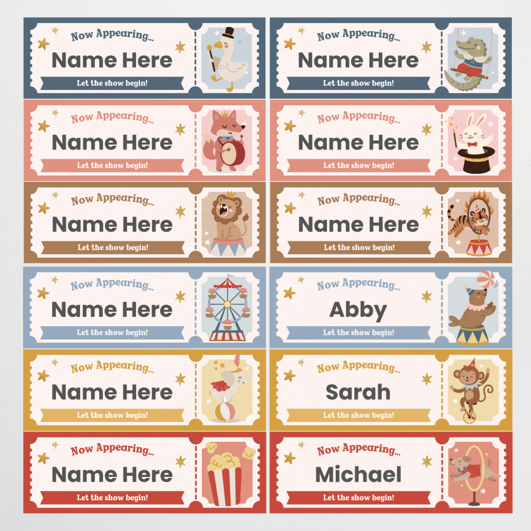 Tote Tray Tub Labels - Little Circus Classroom Decor