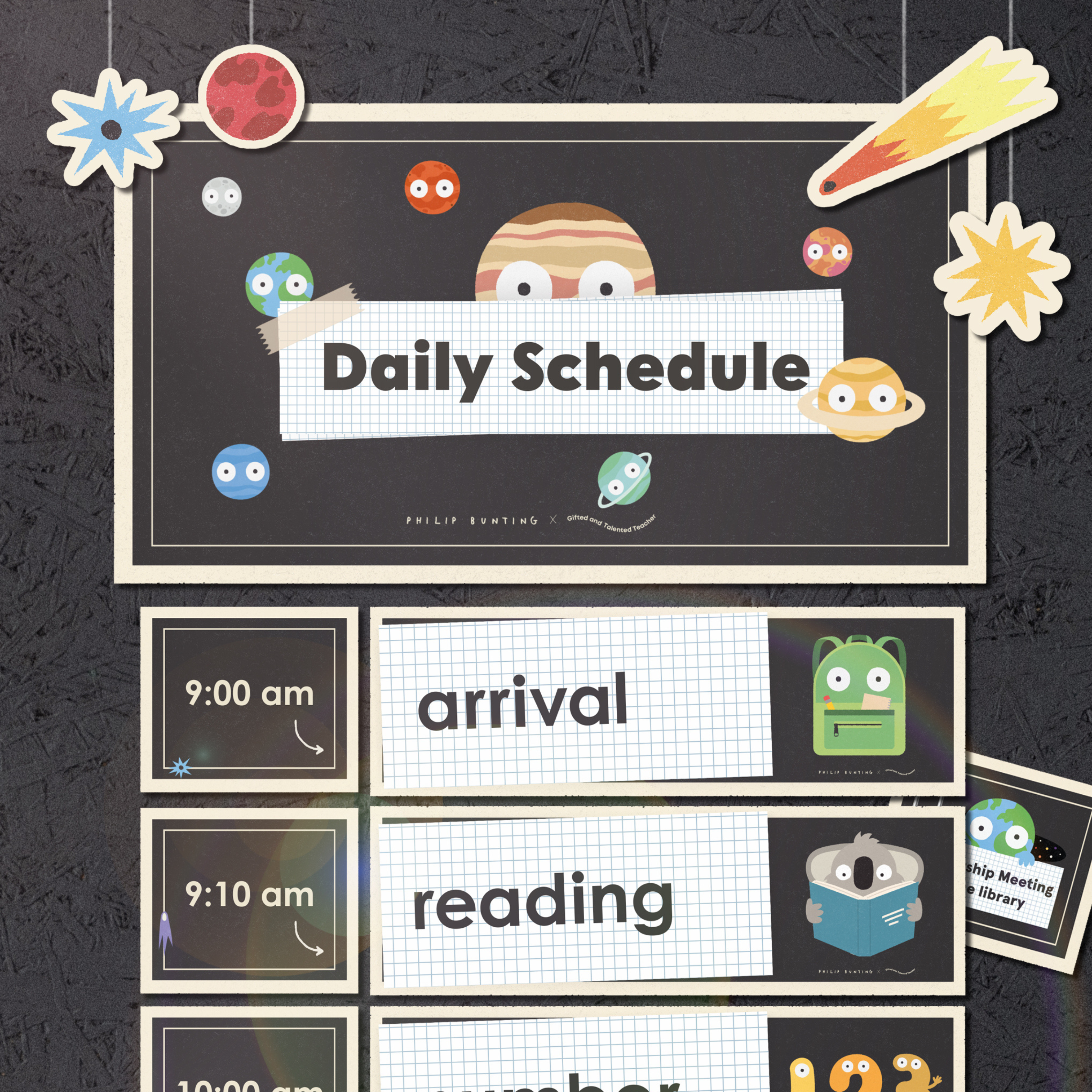 Philip Bunting: Daily Schedule - Watch this Space Classroom Decor