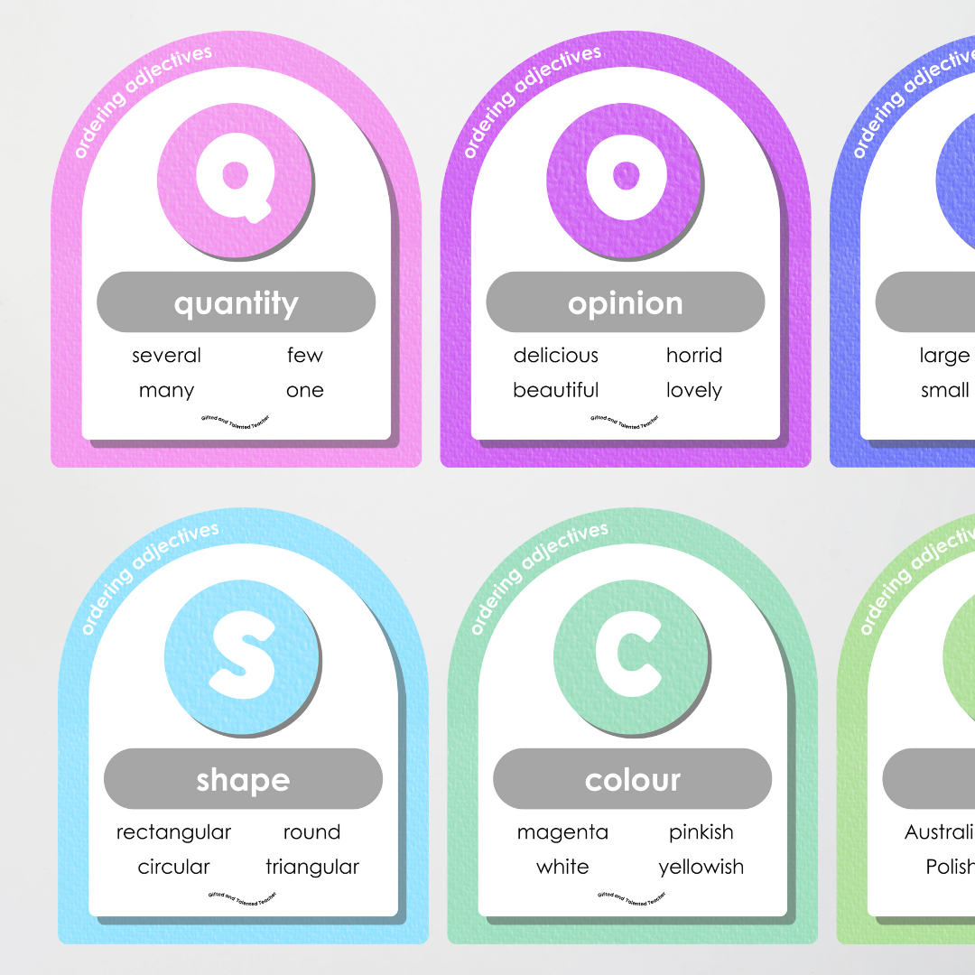 Ordering Adjectives Display - Rainbow