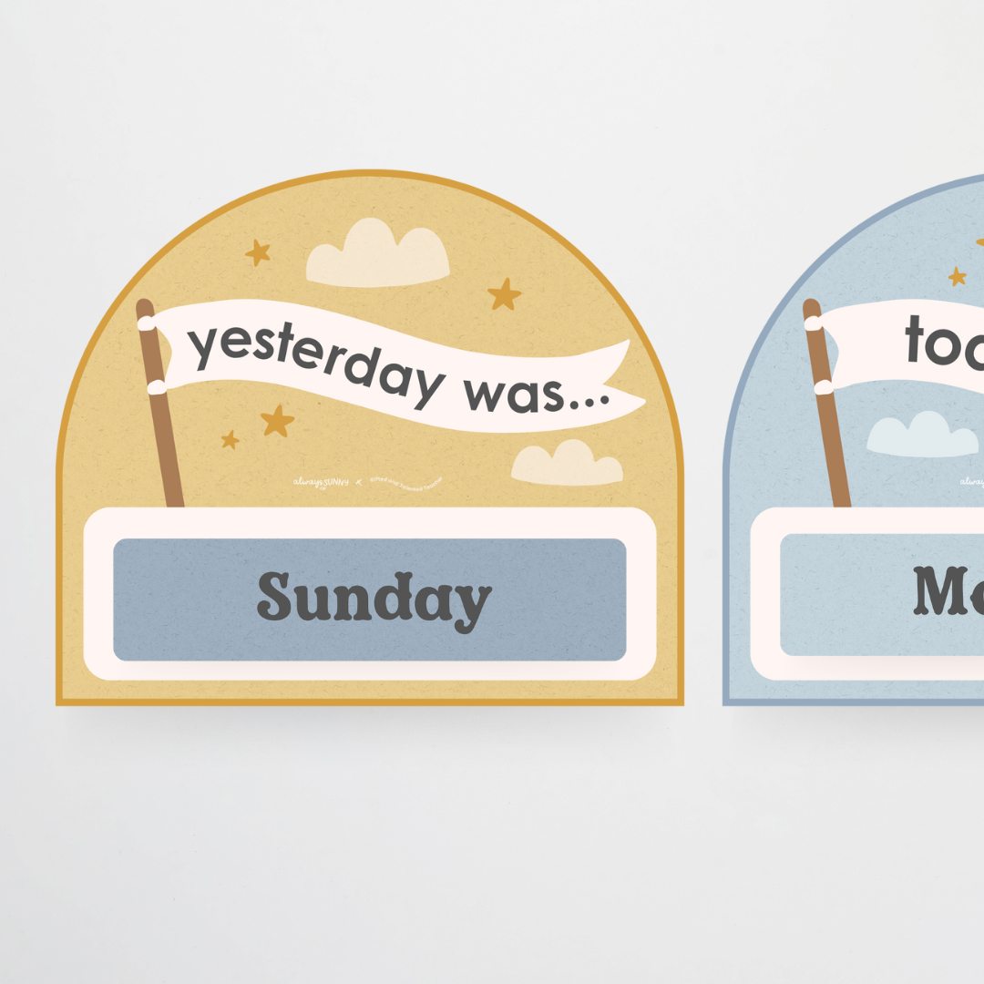 Yesterday was, Today is, Tomorrow Will Be: Calendar Wall Display - Little Circus Classroom Decor
