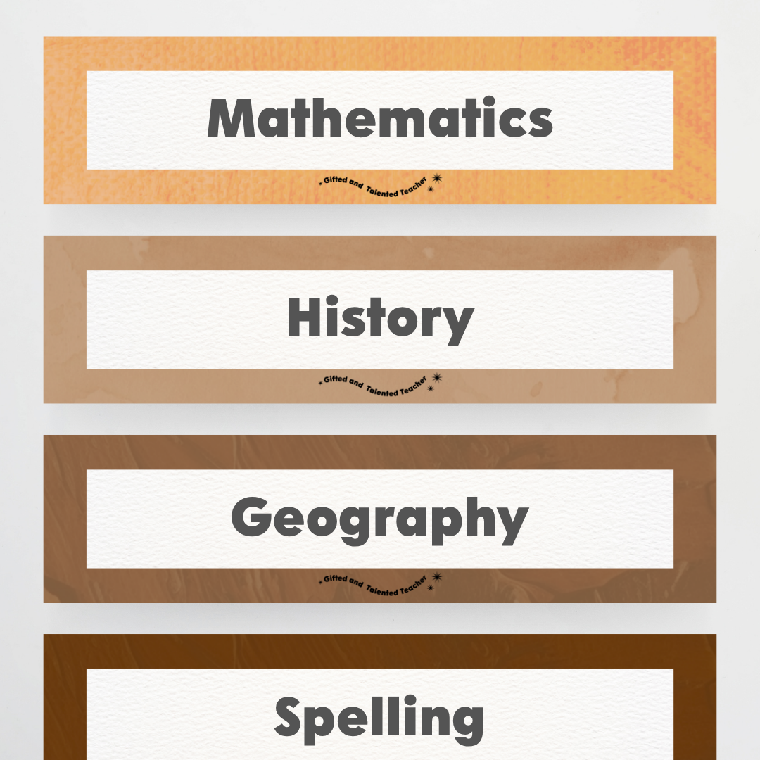 Rectangle Labels - Neutral Classroom Decor