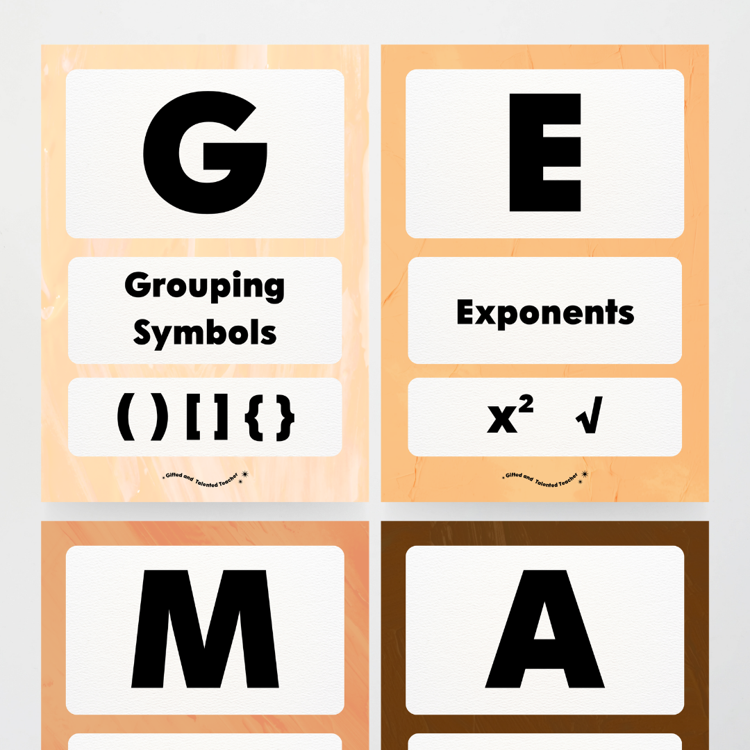GEMA Order of Operations - Neutral Classroom Decor - Teacher Resources & Classroom Decor