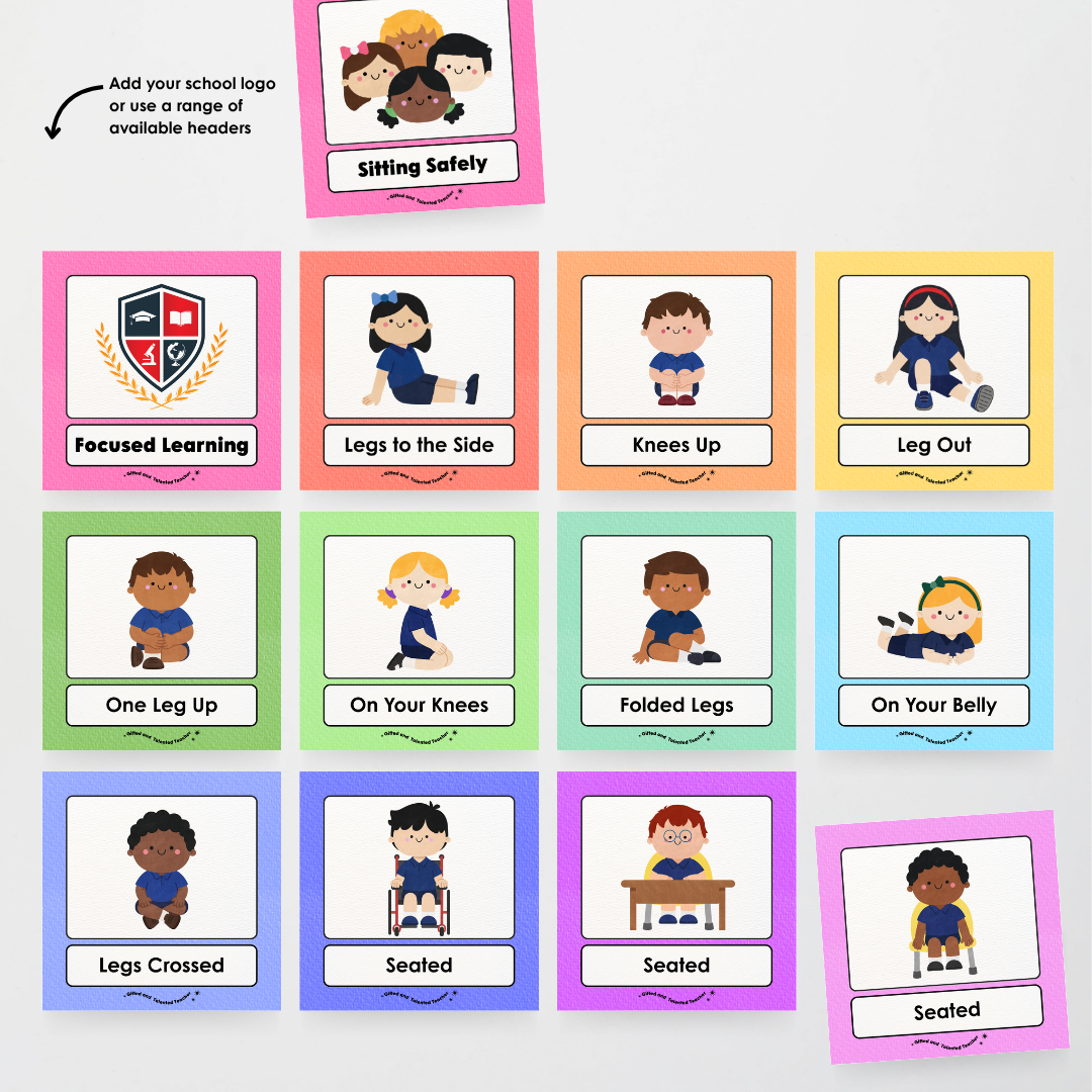 Inclusive Sitting Positions Editable Classroom Display - Rainbow Classroom Decor - Teacher Resources & Classroom Decor
