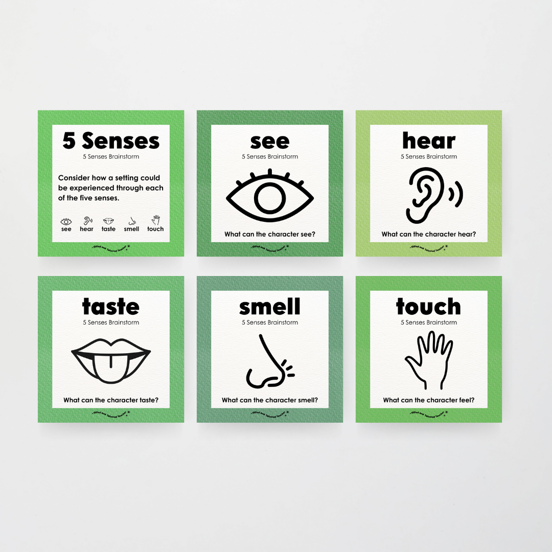 5 Senses Brainstorm: Posters - Leafy Greens Classroom Decor
