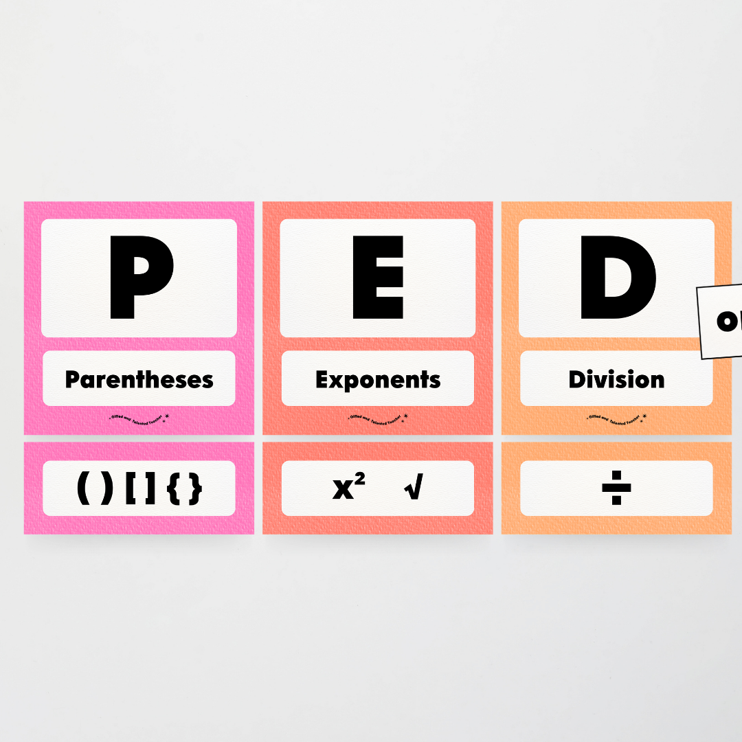 PEDMAS Order of Operations - Rainbow Classroom Decor - Teacher Resources & Classroom Decor