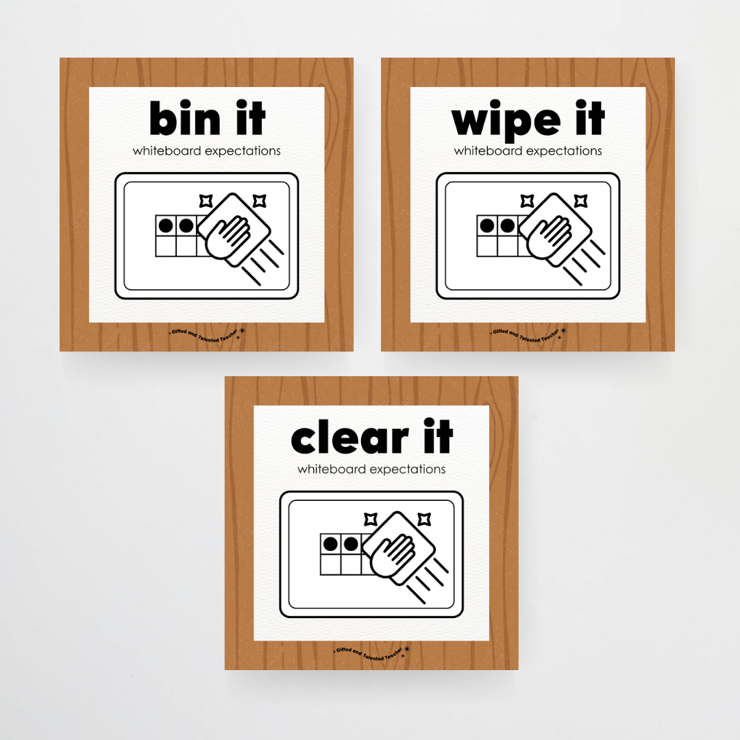 Mini Whiteboard Expectations, Prompts and Cues: Square Icons - Back To School Classroom Decor