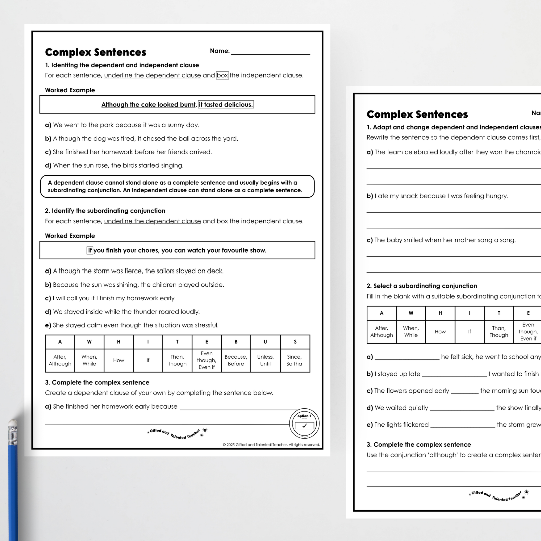 Year 5 Bundle: Complex Sentences and Clauses - Lesson Plan, Slides and Activities