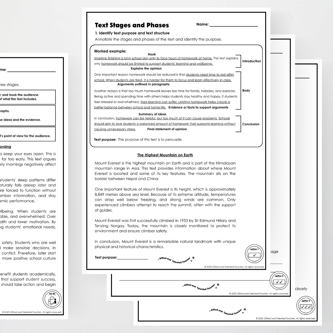 Year 6: Text Stages and Phases Activity and Teacher Resource - Teacher Resources & Classroom Decor