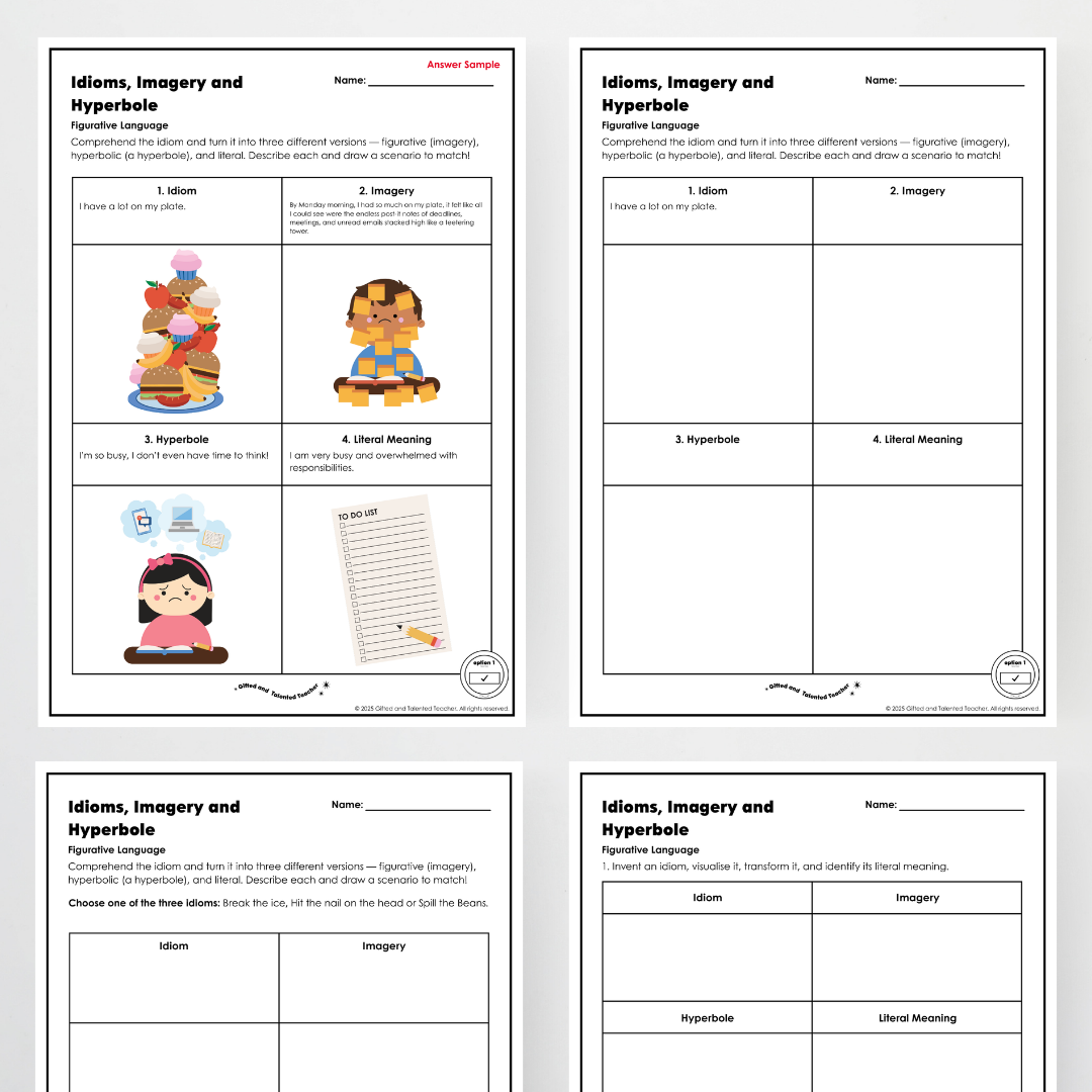 Year 6 Bundle: Idioms, Imagery and Hyperbole - Lesson Plan, Slides and Activities - Teacher Resources & Classroom Decor