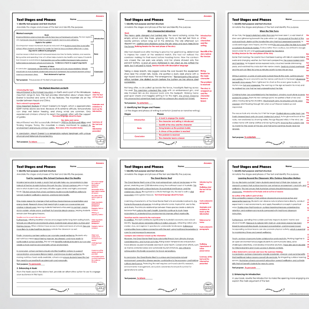 Year 6 Bundle: Text Stages and Phases - Lesson Plan, Slides and Activities - Teacher Resources & Classroom Decor