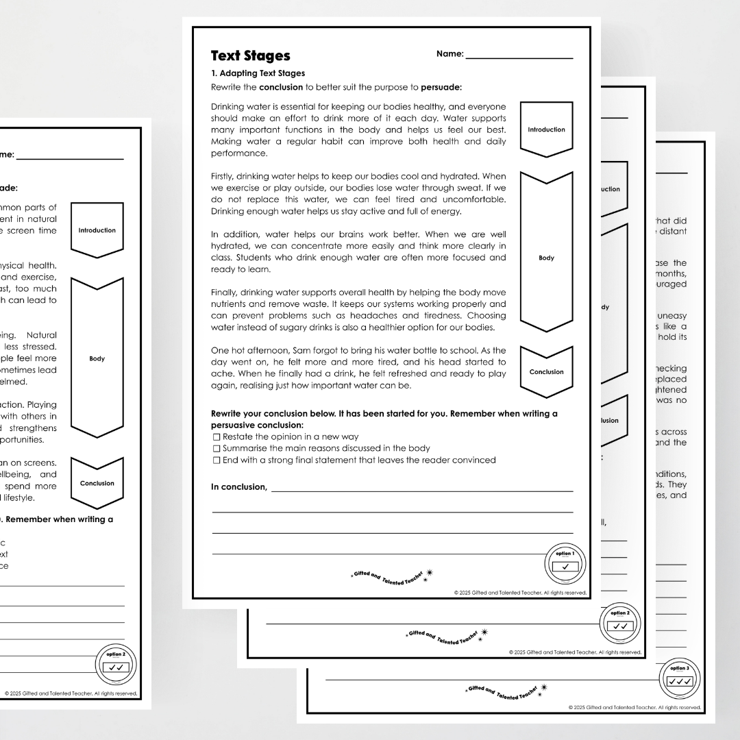 Year 5: Text Stages and Phases - Adapting Text Stages Activity and Teacher Resource