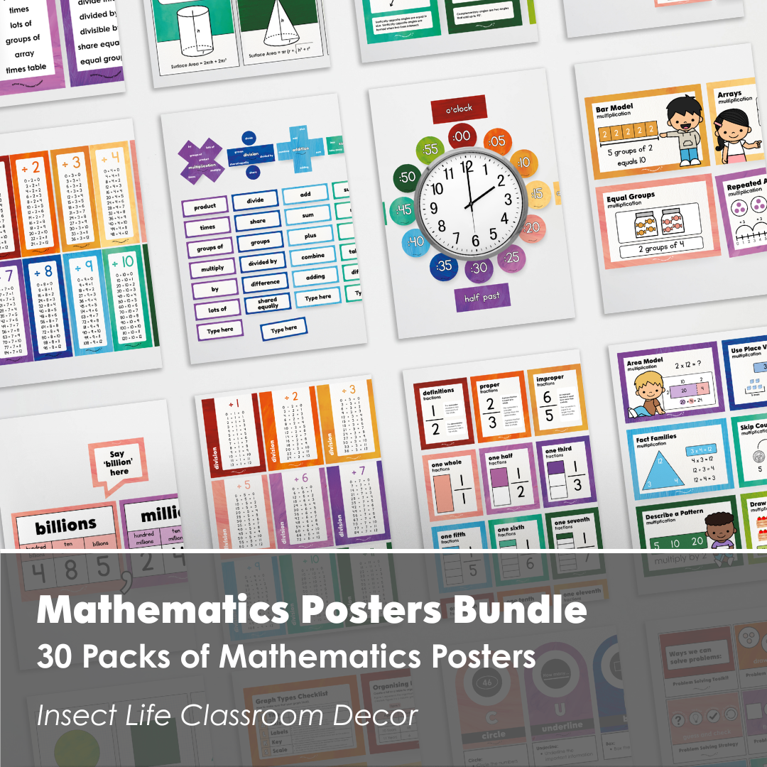 Mathematics Posters Bundle - Insect Life Classroom Decor