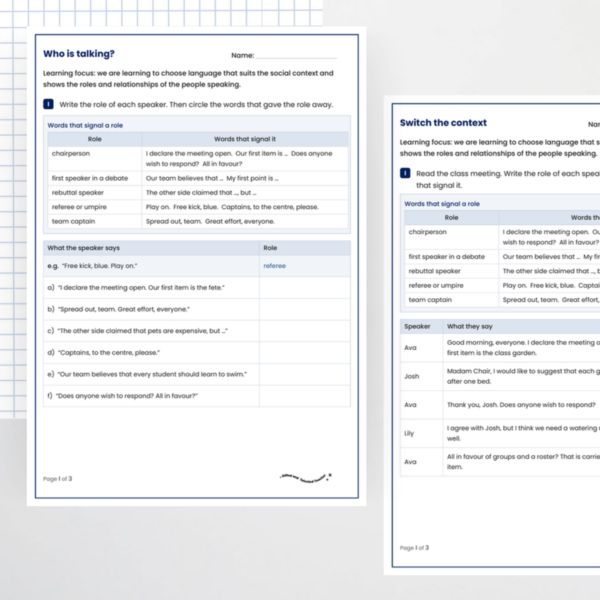 Student activity 1 – Language Choices
