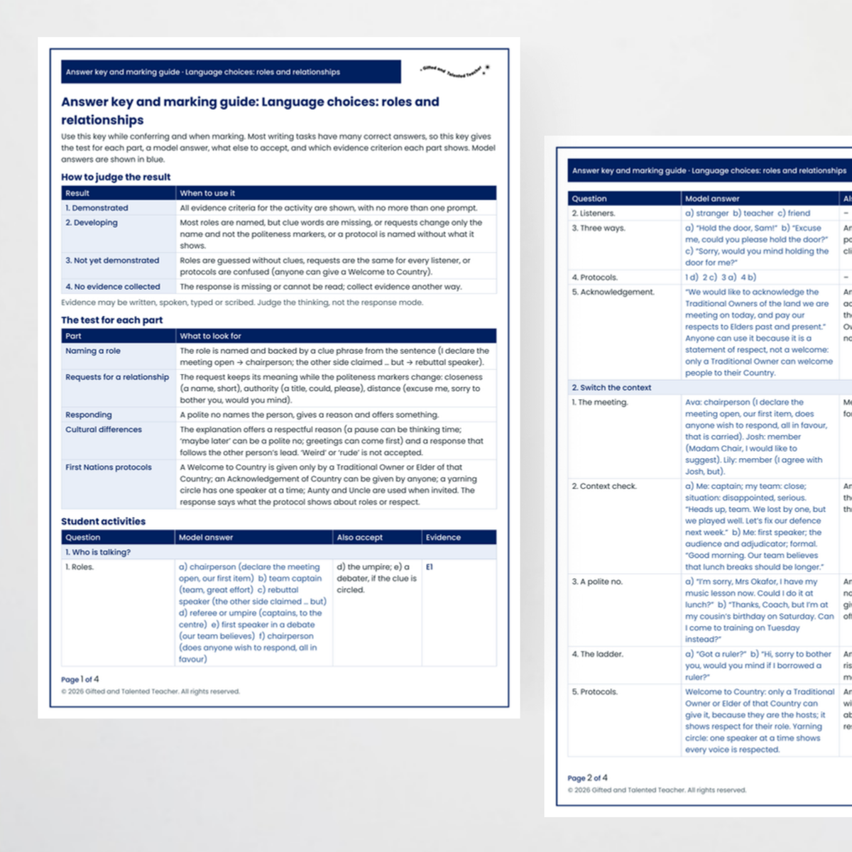 Student activity 3 – Language Choices