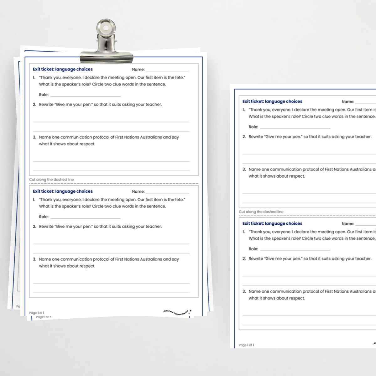 Exit ticket – Language Choices