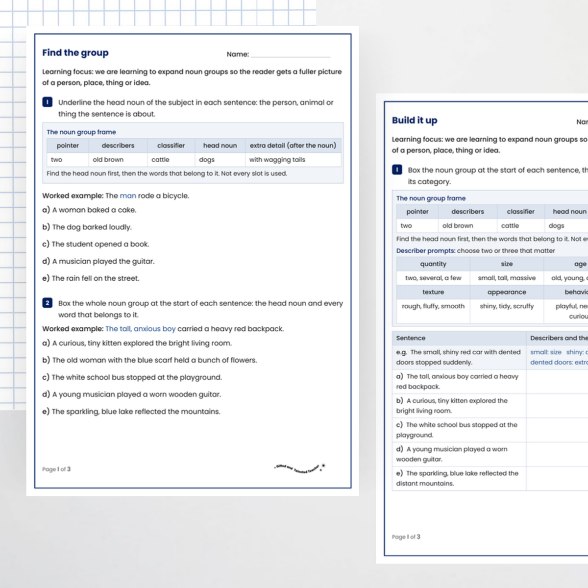 Student activity 1 – Noun Groups