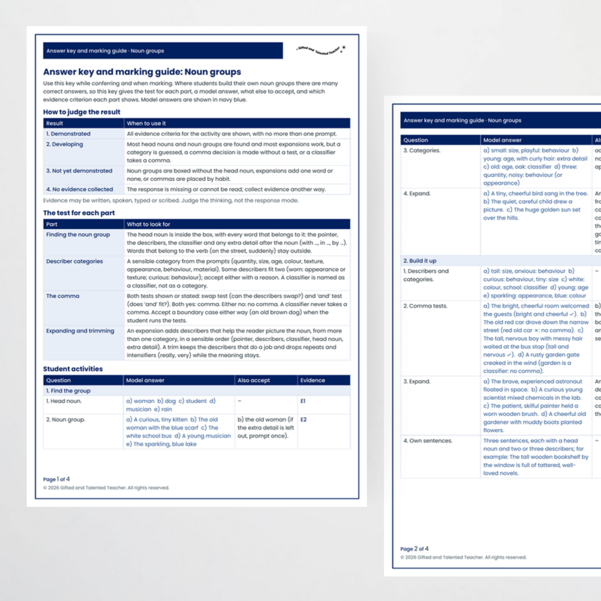 Student activity 3 – Noun Groups