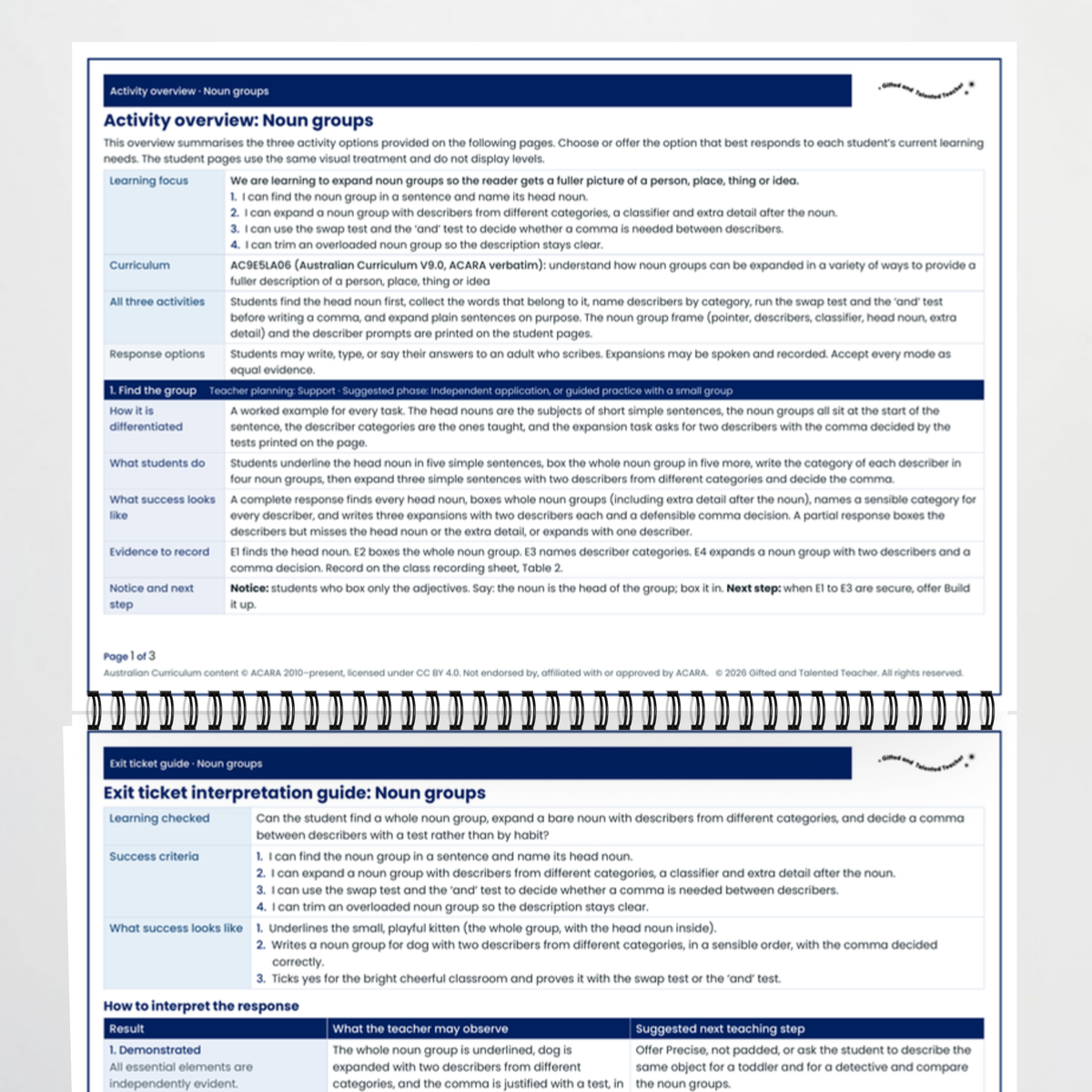 Teacher documents 2 – Noun Groups