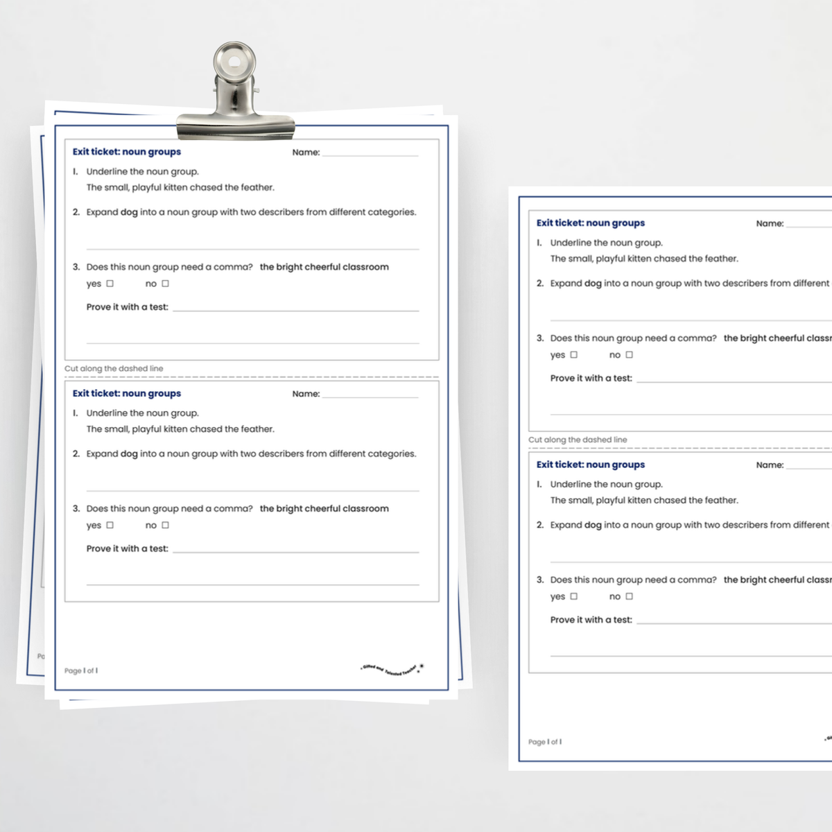 Exit ticket – Noun Groups