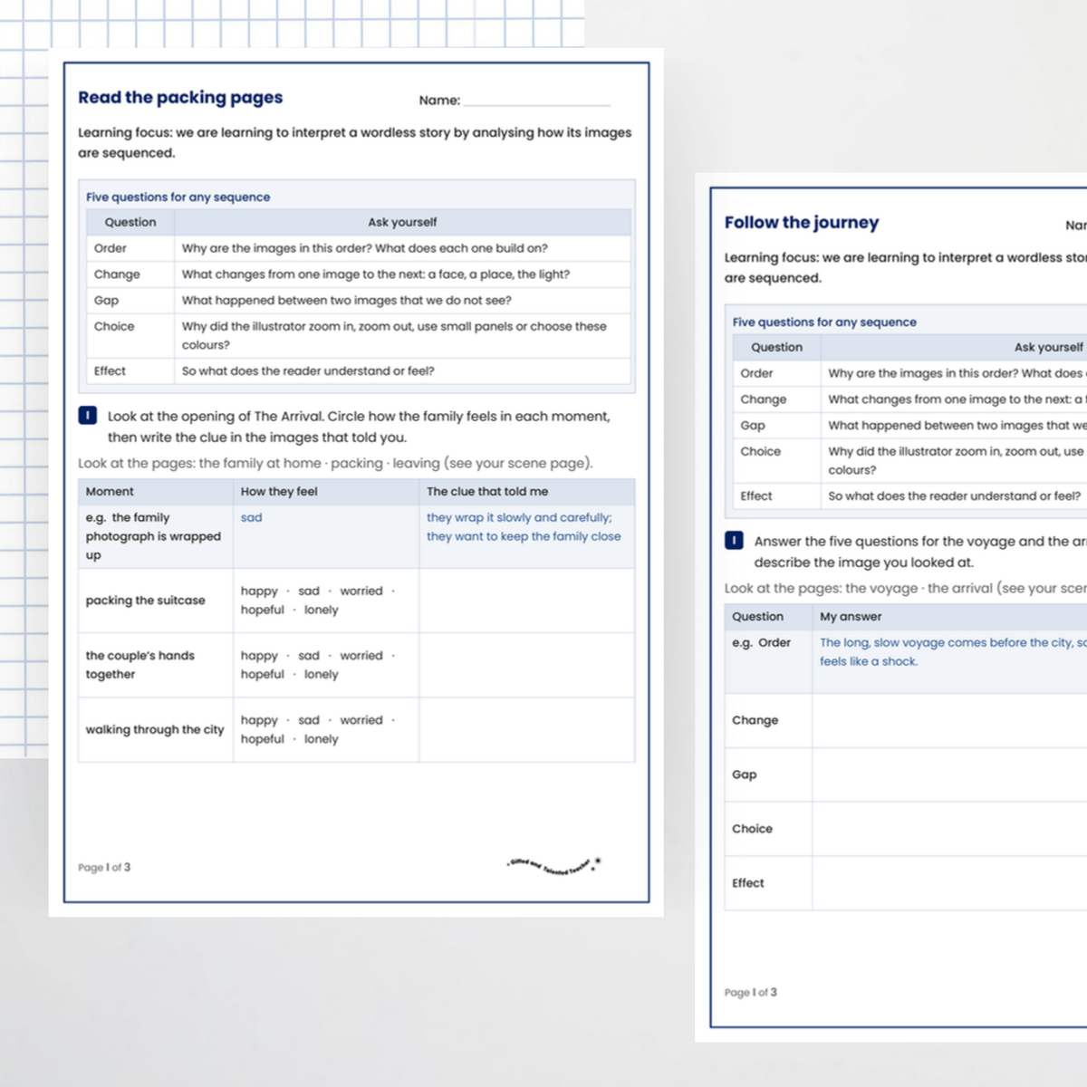 Student activity 1 – Sequenced Imagery in The Arrival