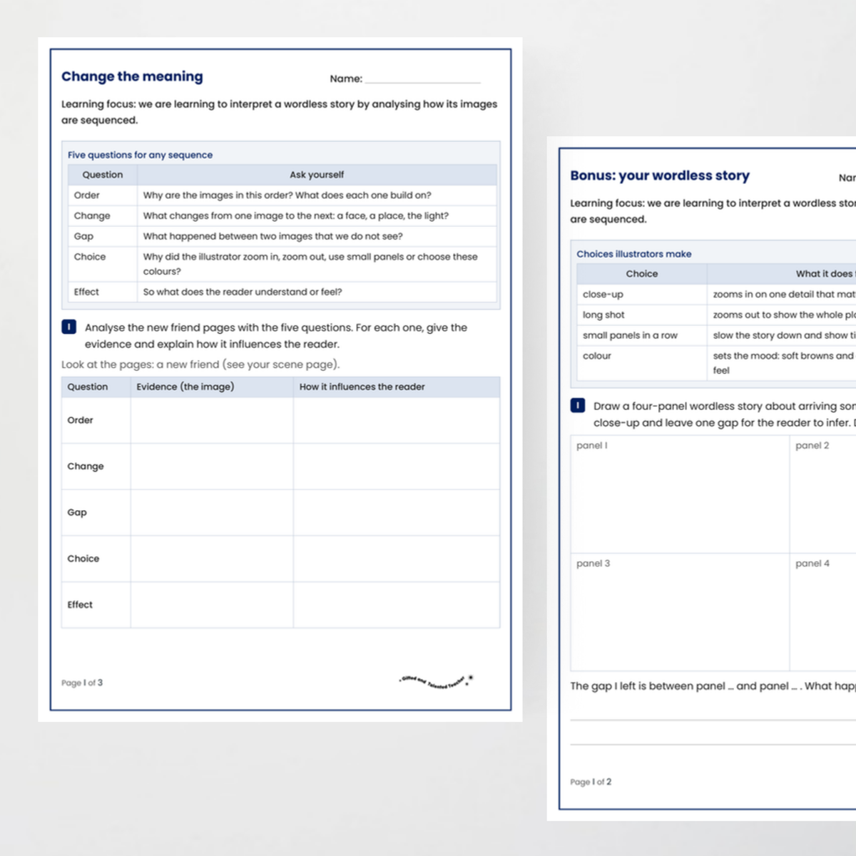 Student activity 2 – Sequenced Imagery in The Arrival