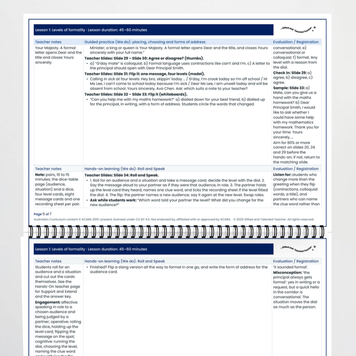 Teacher documents 1 – Levels of Formality