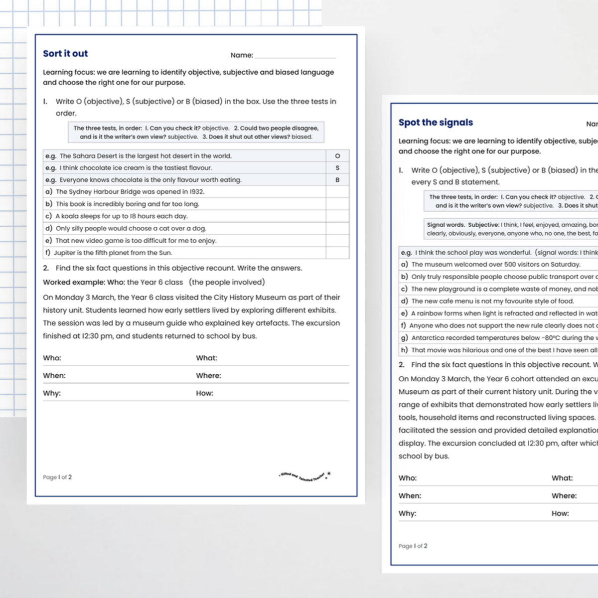 Student activity 1 – Objective, Subjective and Biased Language